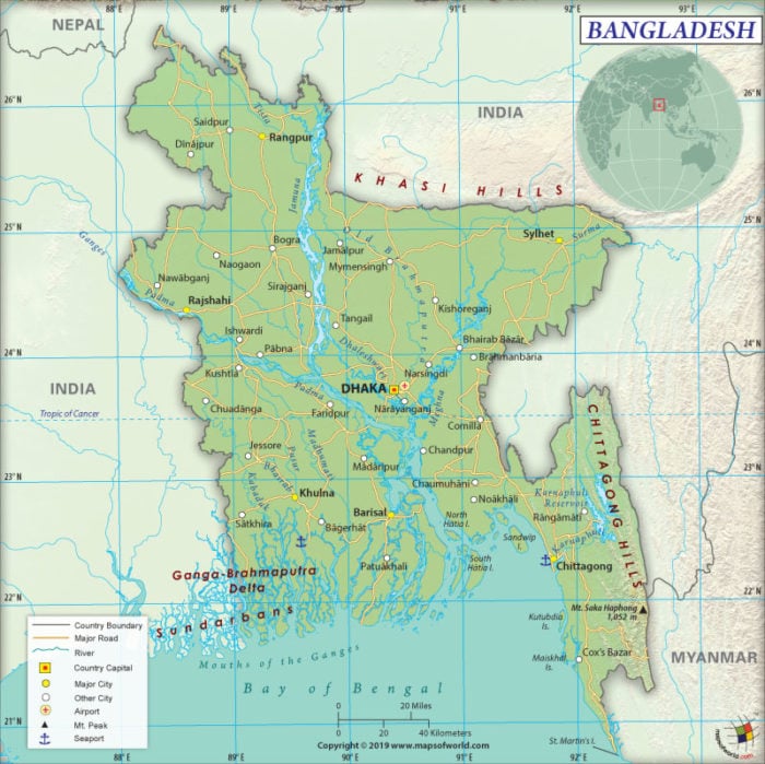 Map of People's Republic of Bangladesh