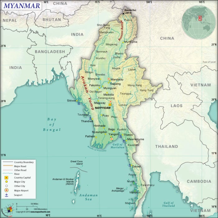 Map of Republic of the Union of Myanmar