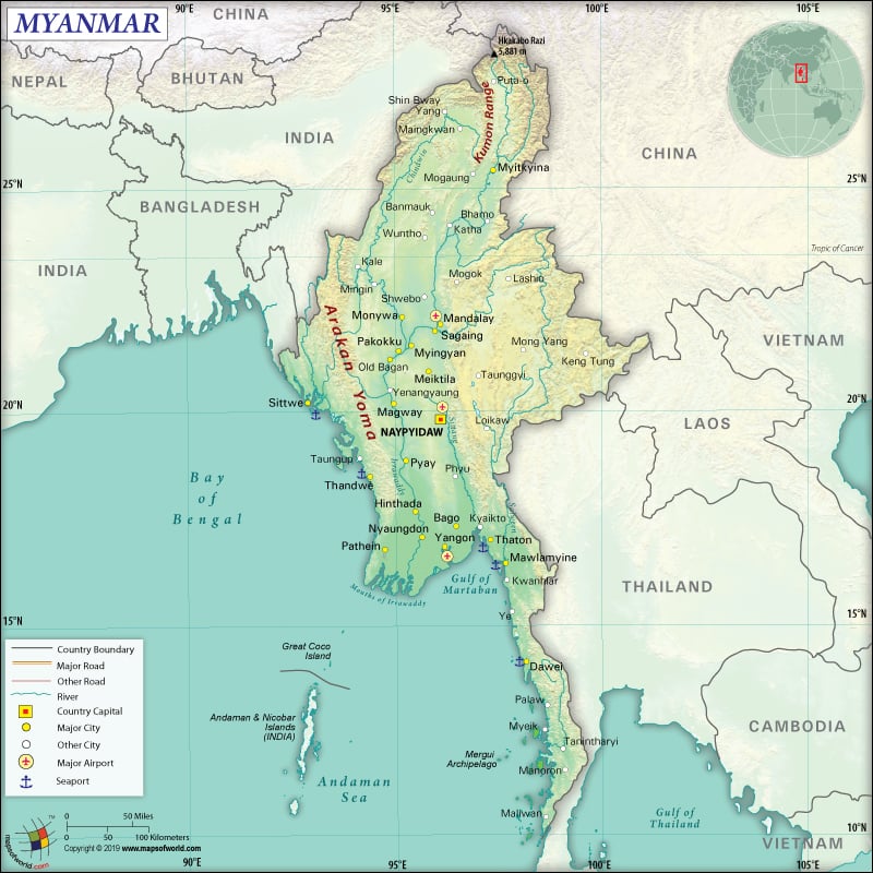 Map of Republic of the Union of Myanmar
