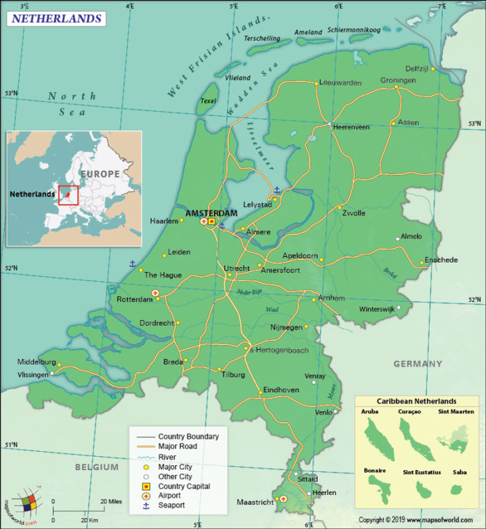 Map of the Kingdom of the Netherlands