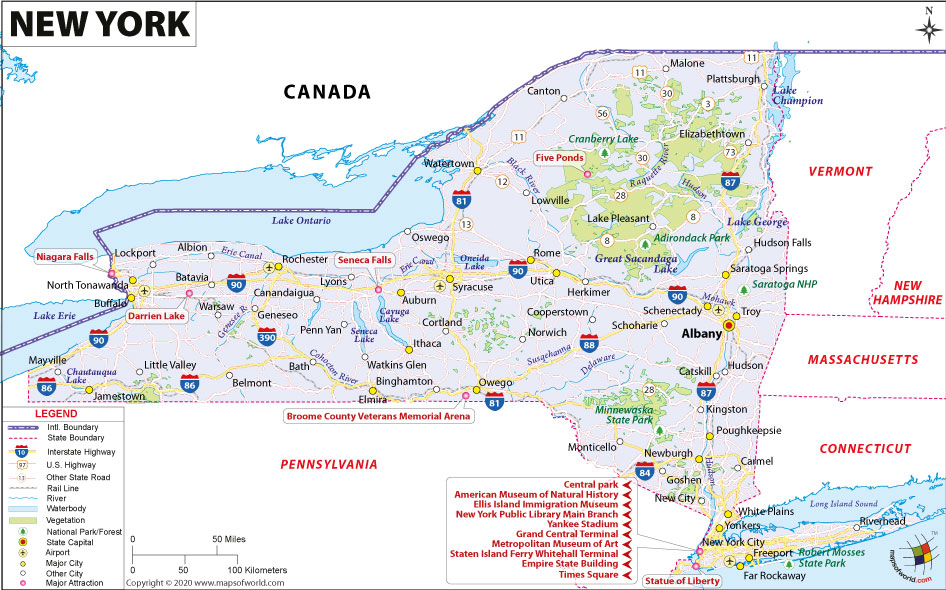 Map of the State of New York, USA - Nations Online Project