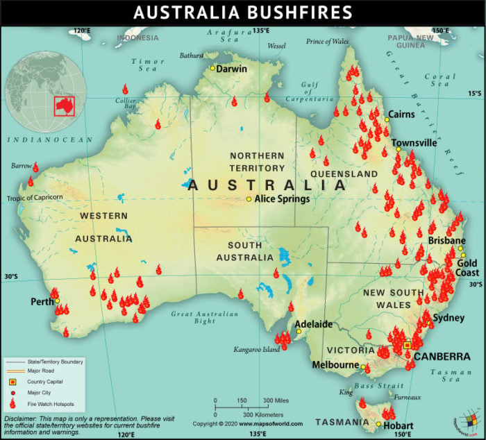 Map of Australia Bushfire