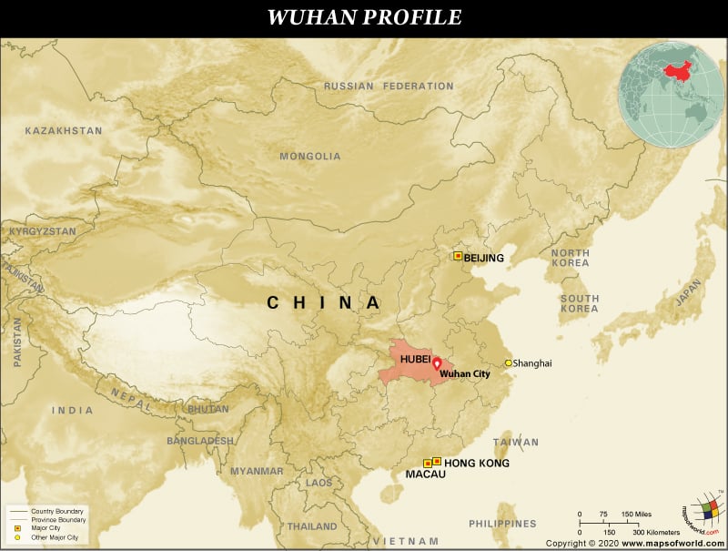 Map Highlighting Location of Wuhan in China