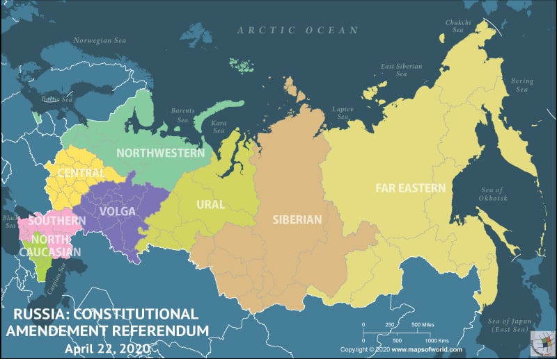 Map of Russia Highlighting Constitutional Amendment Referendum