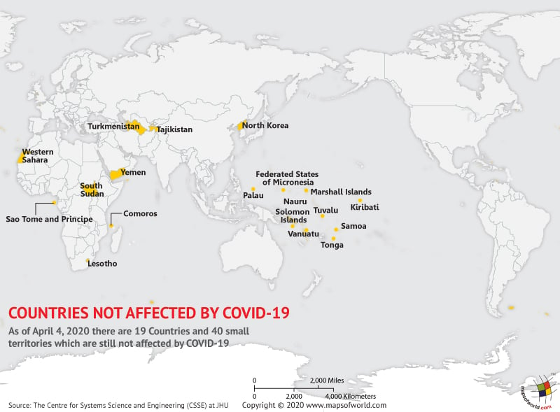 Countries not affected by coronavirus