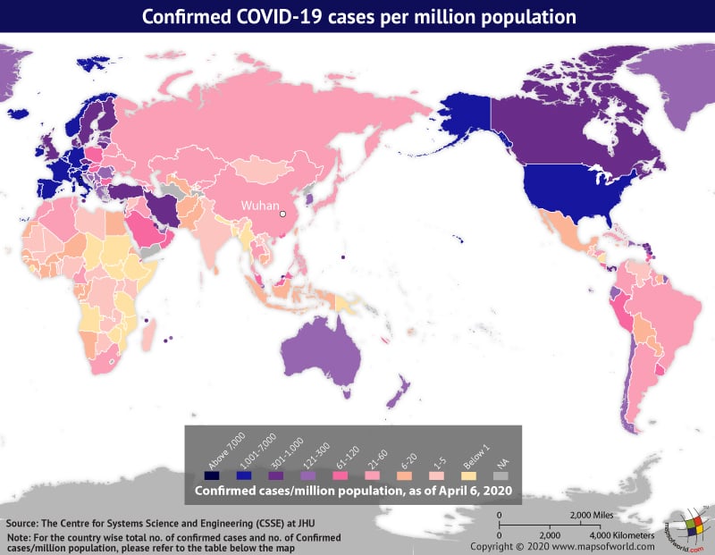 World Map Showing the Spread of Coronavirus Around the World as per Apr 06, 2020
