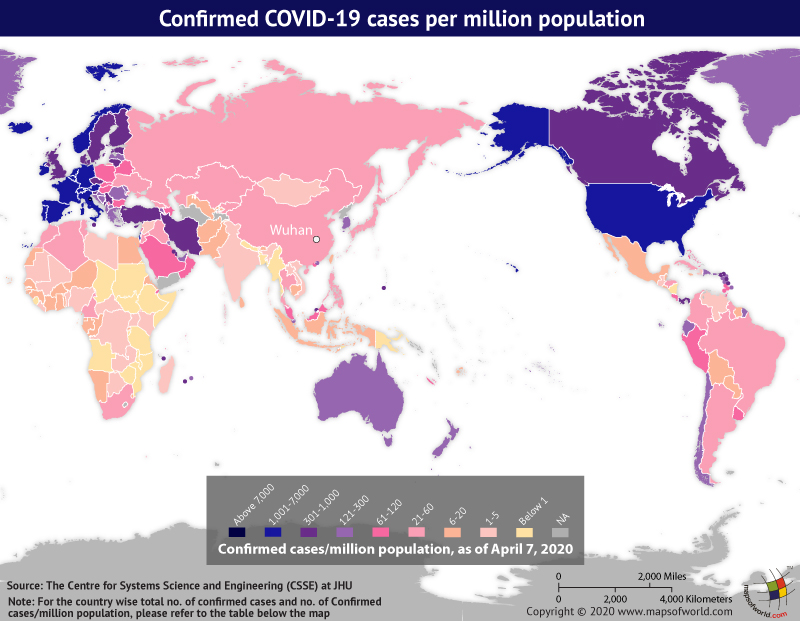 World Map Showing the Spread of Coronavirus Around the World as per Apr 07, 2020
