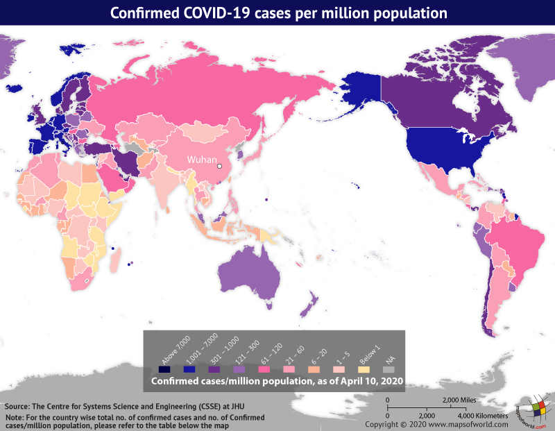World Map Showing the Spread of Coronavirus Around the World as per Apr 10, 2020