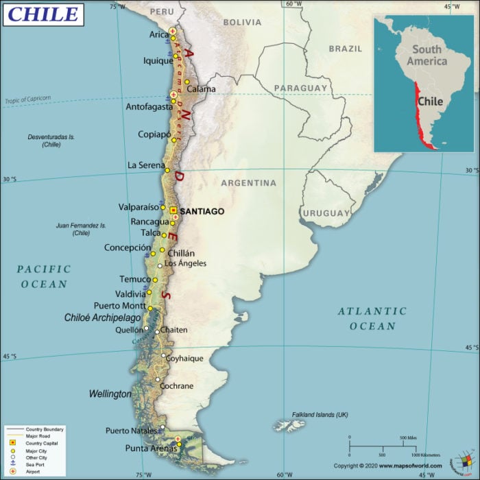 Map of Republic of Chile