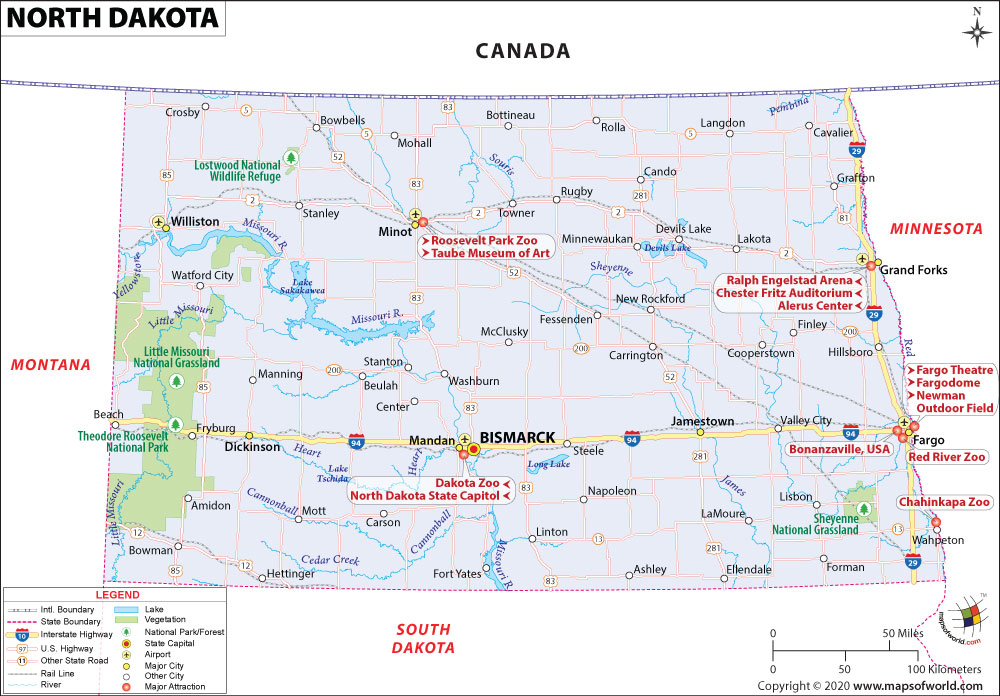 Map Of North Dakota What Are The Key Facts Of North Dakota? - Answers