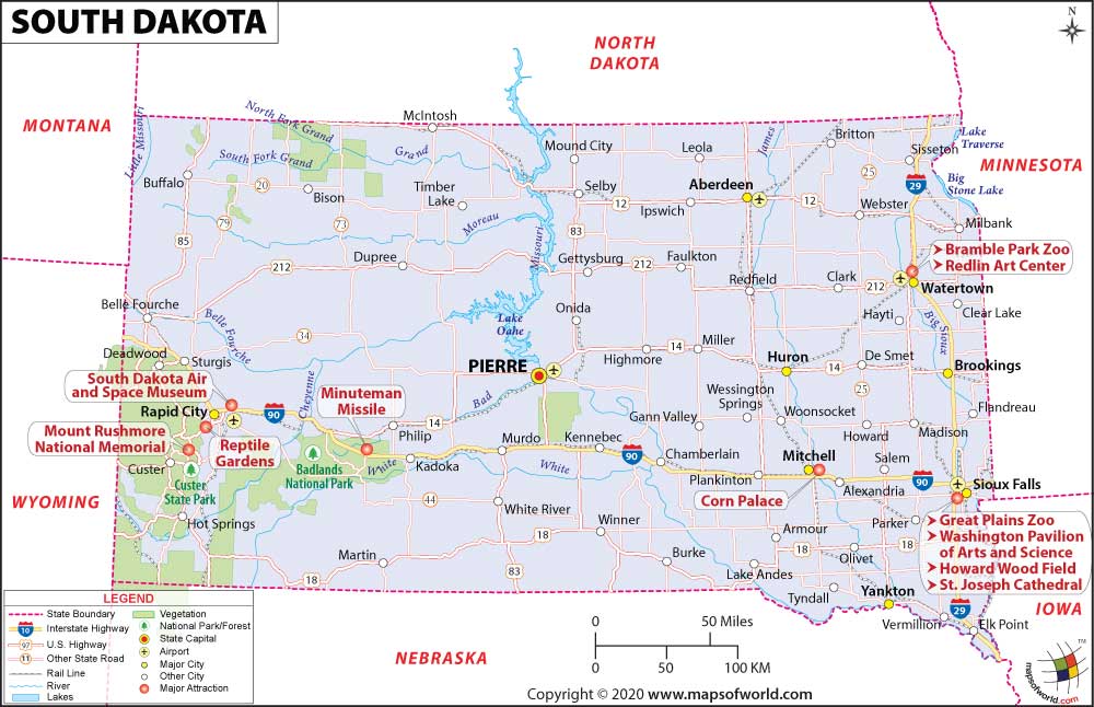 Map of South Dakota