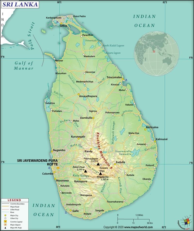 tsunami sri lanka map