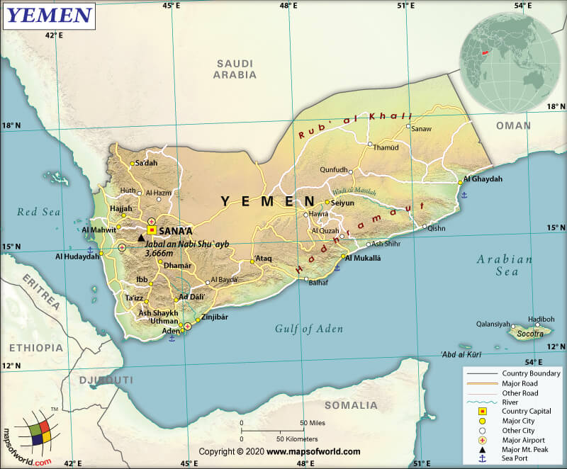 Yemen Political Map 