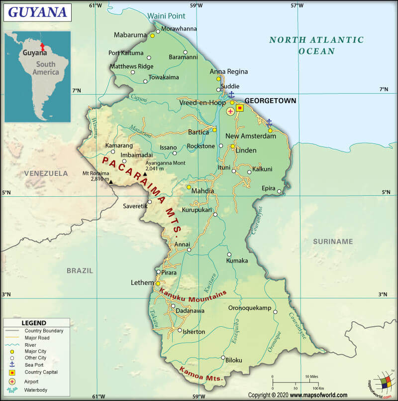 What Are The Key Facts Of Guyana Guyana Facts Answers   Map Of Guyana 