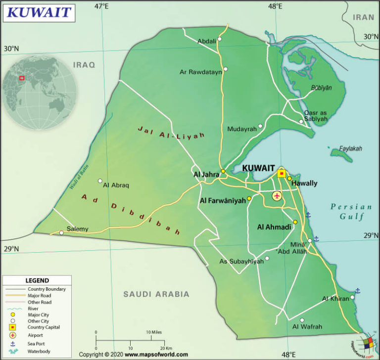 Кувейт карта географическая