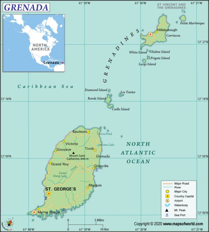 What Are The Key Facts Of Grenada Grenada Facts Answers   Map Of Grenada 700x779 