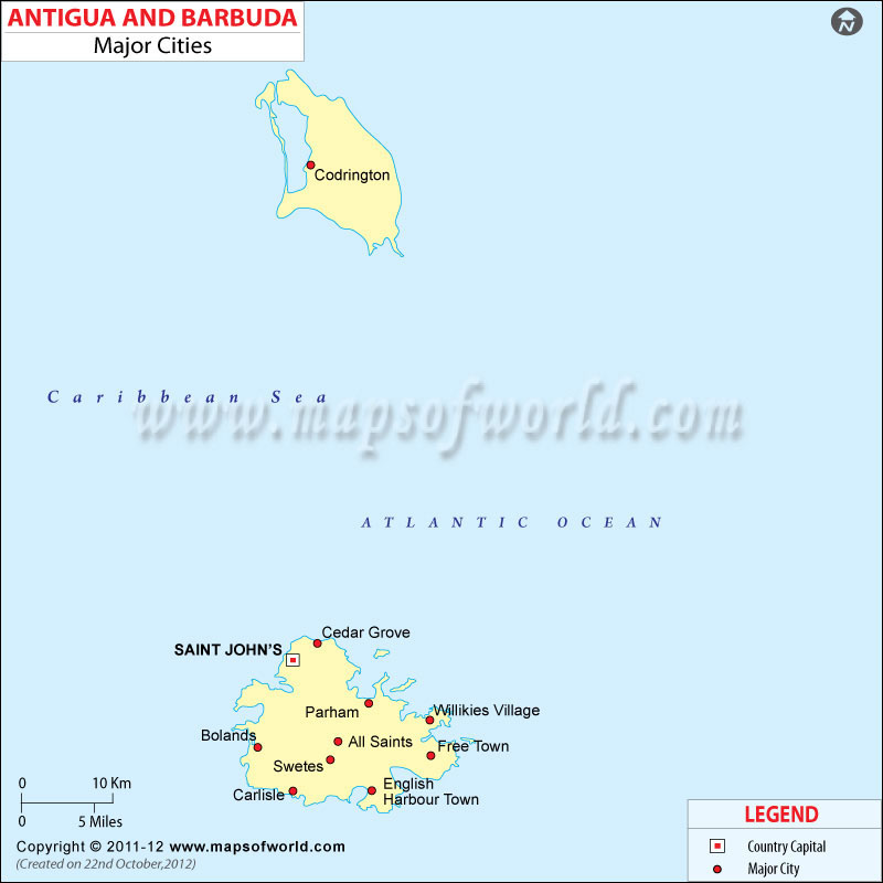 Cities Antigua and Barbuda Map