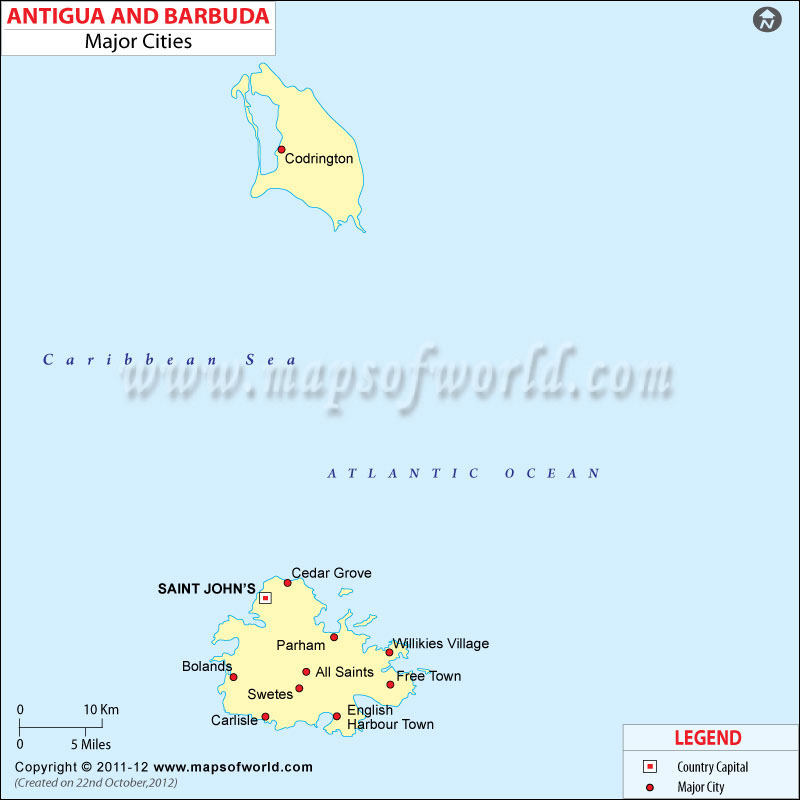 Antigua and Barbuda Cities Map