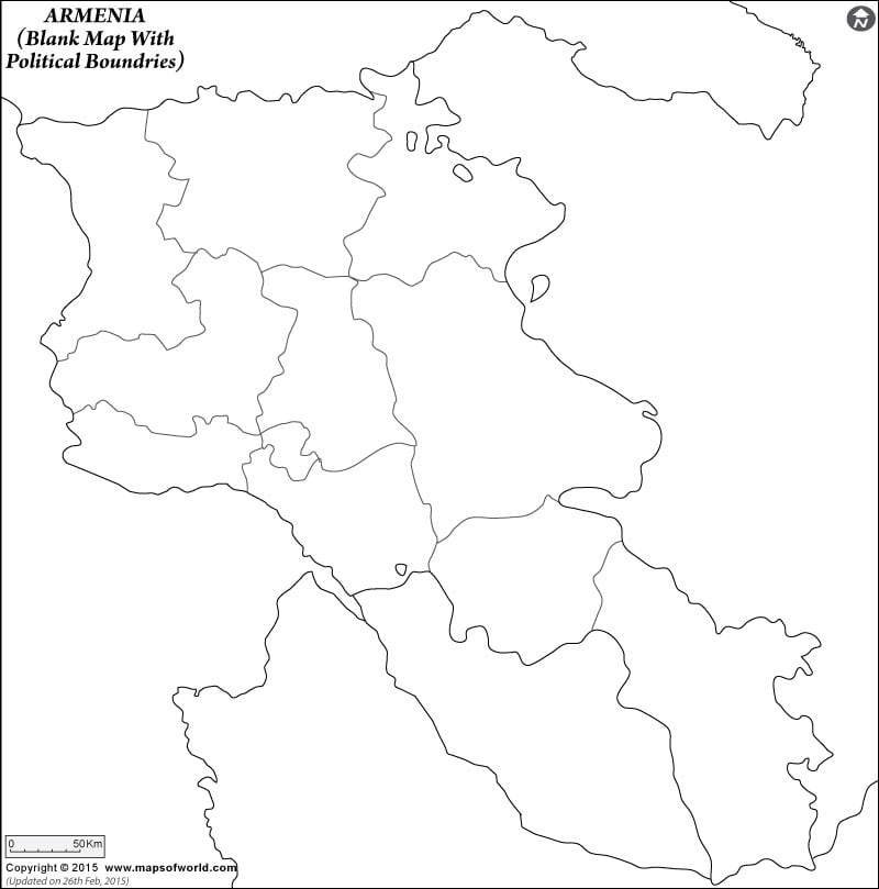Armenia Outline Map With Political Boundries