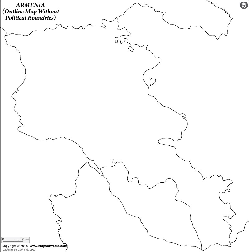 Armenia Outline Map Without Political Boundries