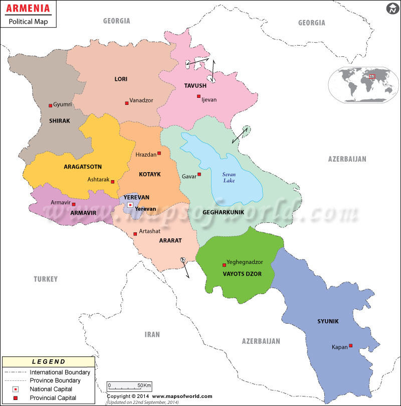 Detailed administrative map of Armenia. Armenia detailed administrative map