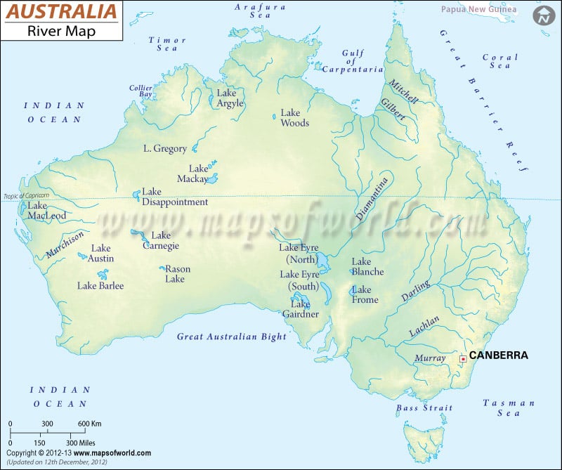 Australia Major River Map 