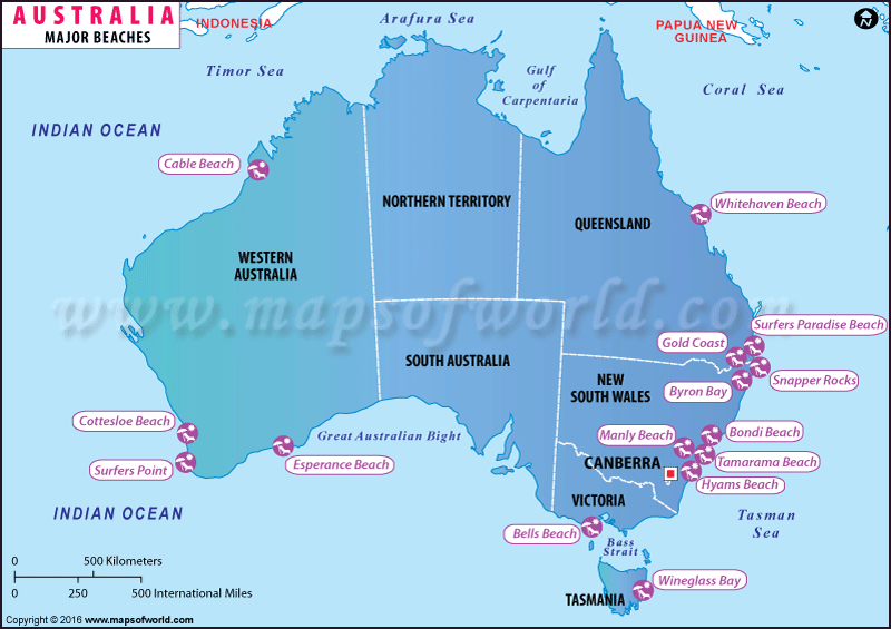 Major Beaches in Australia | Australia Beaches Map