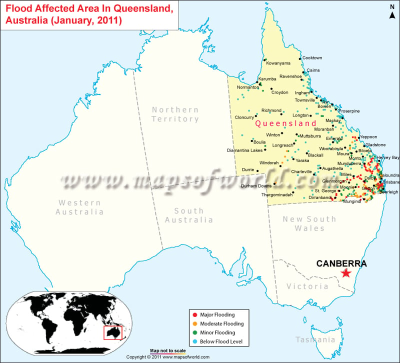 Map of Flood in Australia