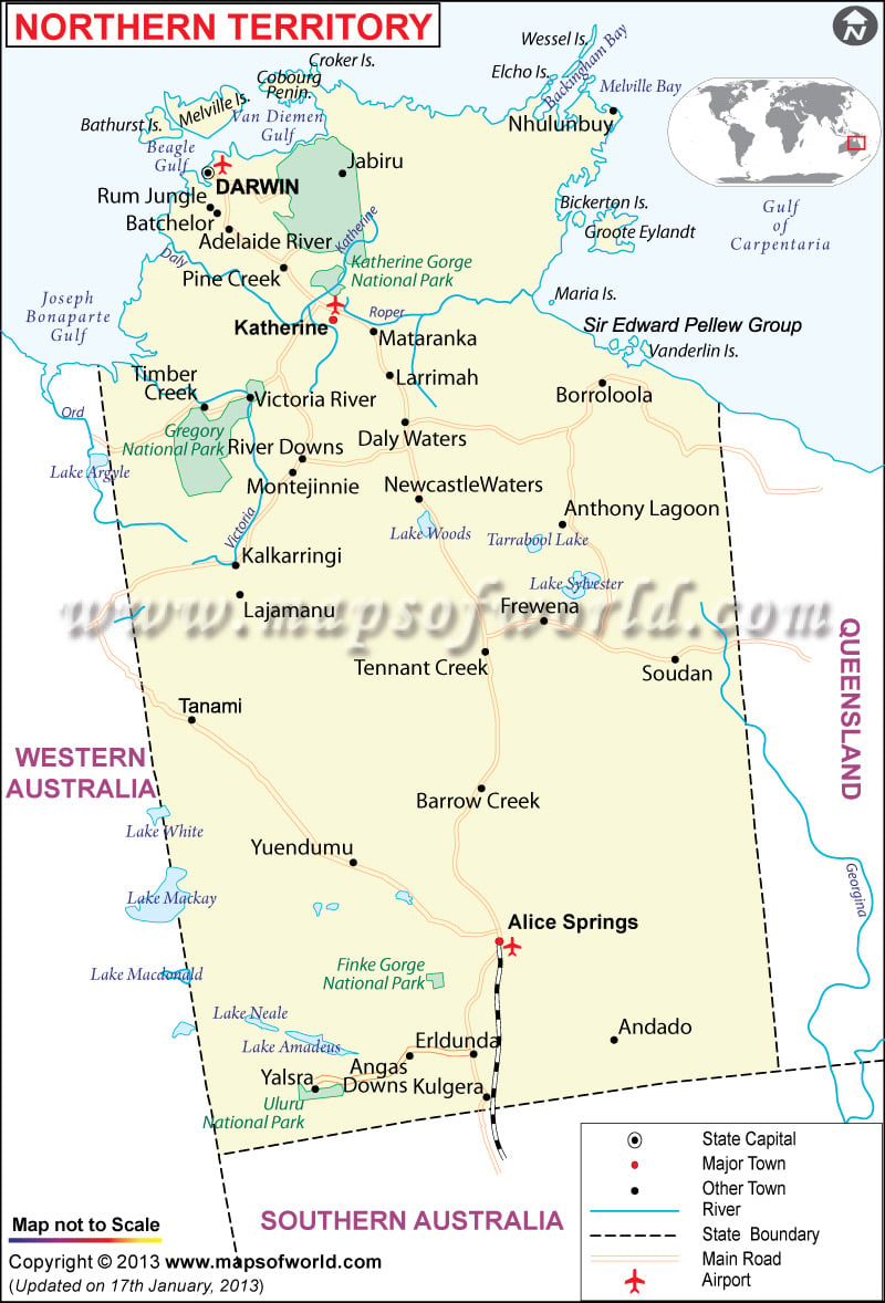 Map of Northern Territory Australia