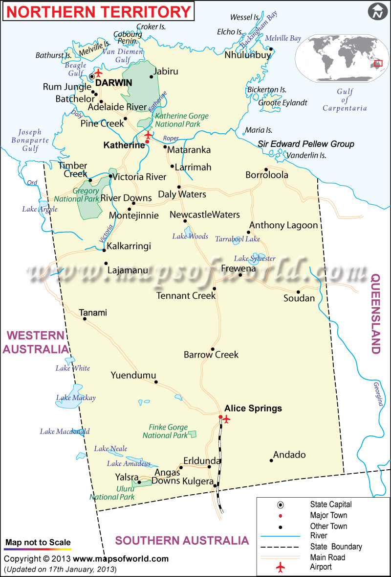 Map Of Northern Territory Map Of Northern Territory Australia - Maps Of World