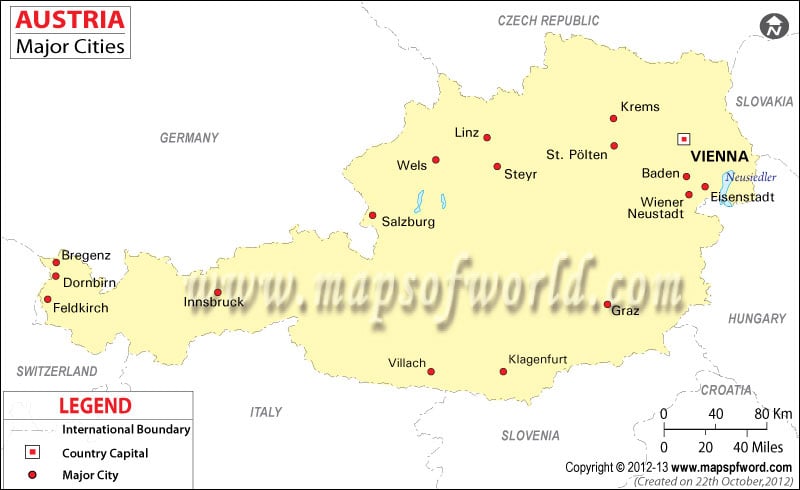 Map of Austria with Cities