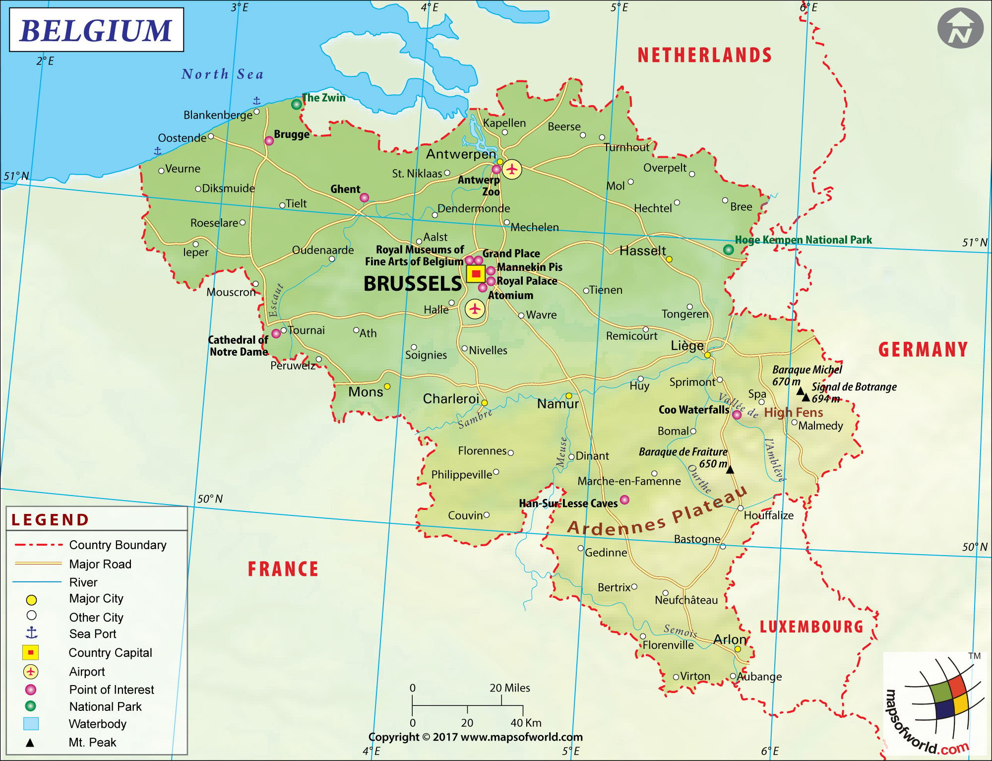 Large Map of Belgium