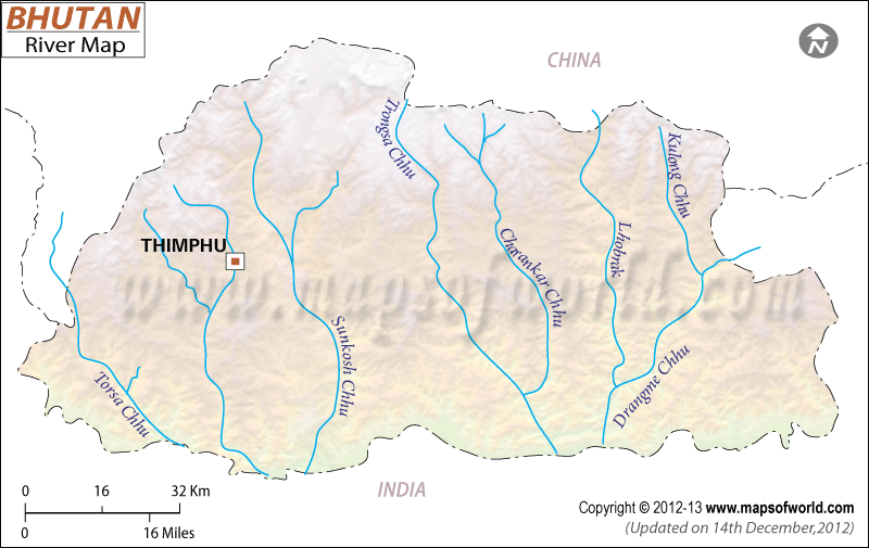Bhutan River Map