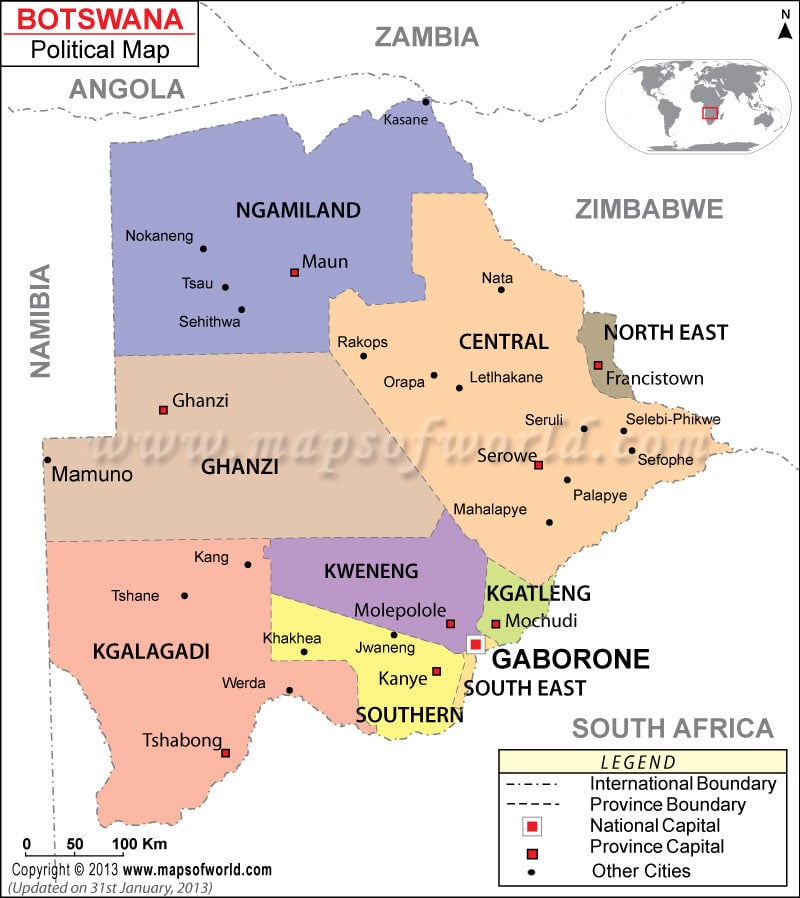 Botswana Political Map
