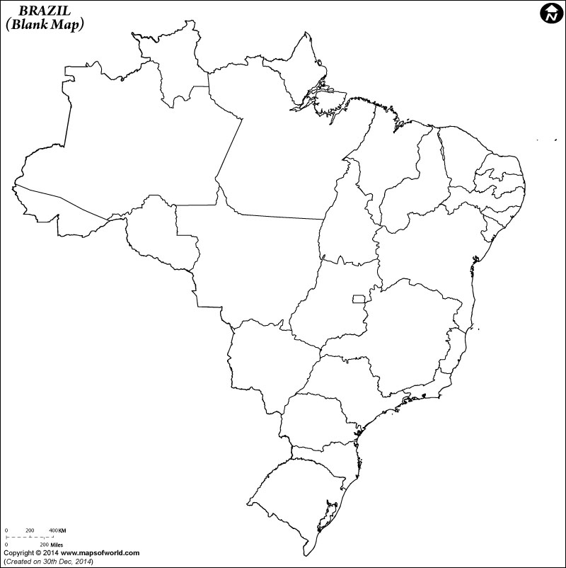 Brazil Outline Blank Map of Brazil