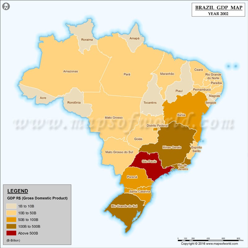 Map of Brazil GDP 2002-2012