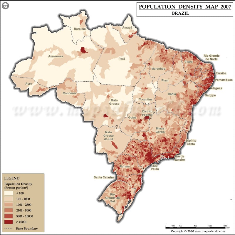 Brazil Population Density Map