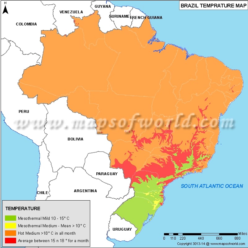 Brazil Temperature Map