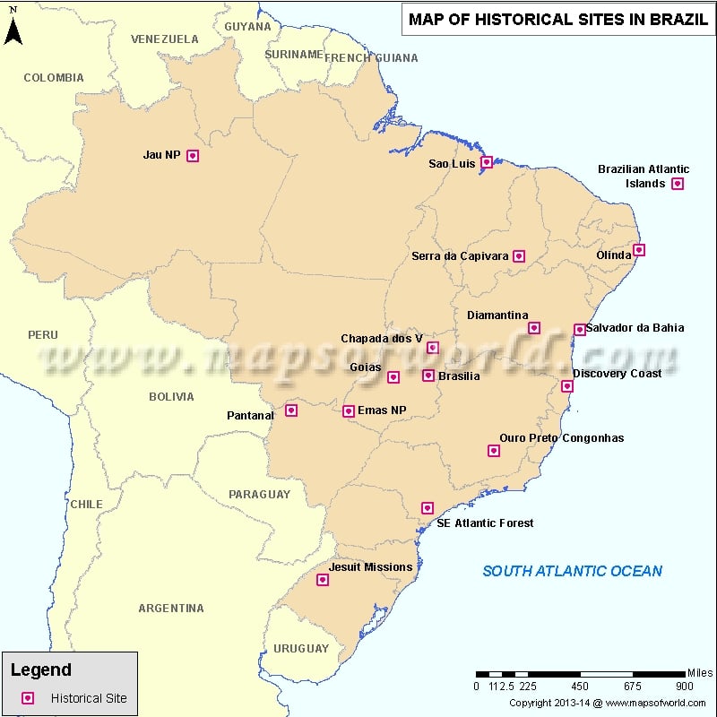 Brazil Historical Sites map