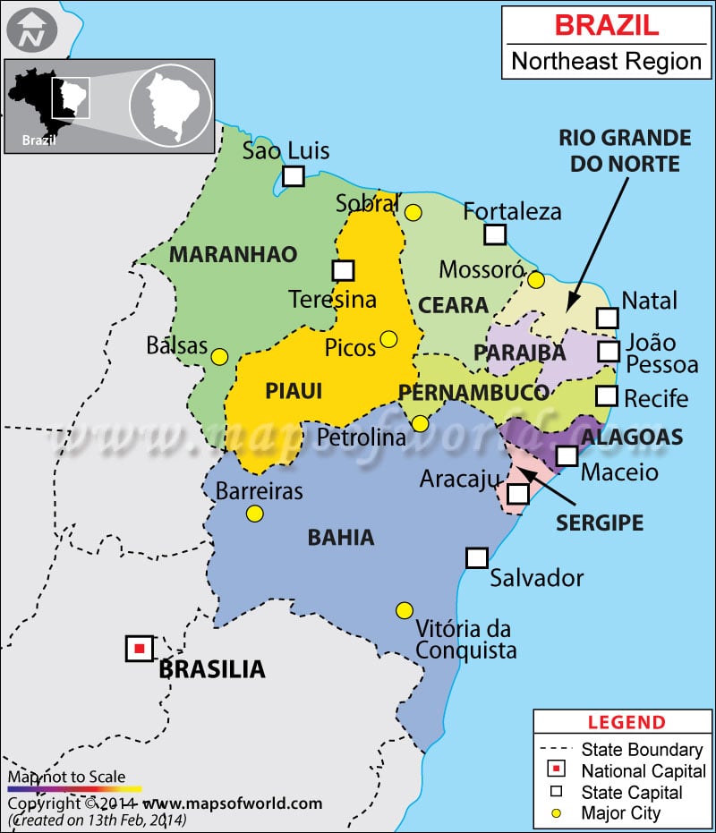 Northeast Brazil Map