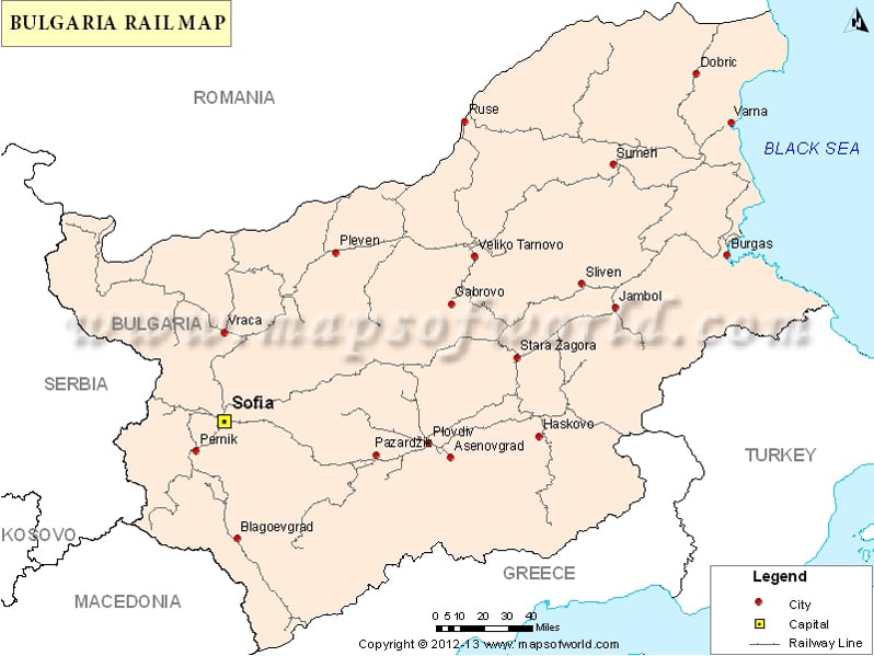 Bulgaria Rail Map