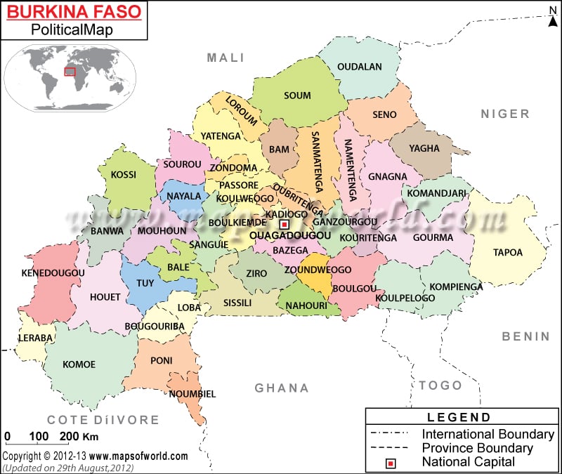 Political Map of Burkina Faso