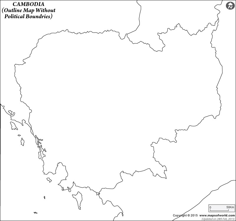 Cambodia Outline Map Without Political Boundries