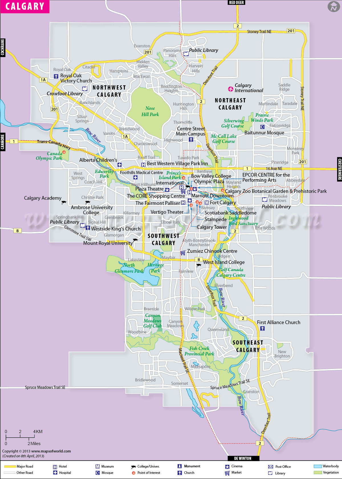 Calgary Canada Map