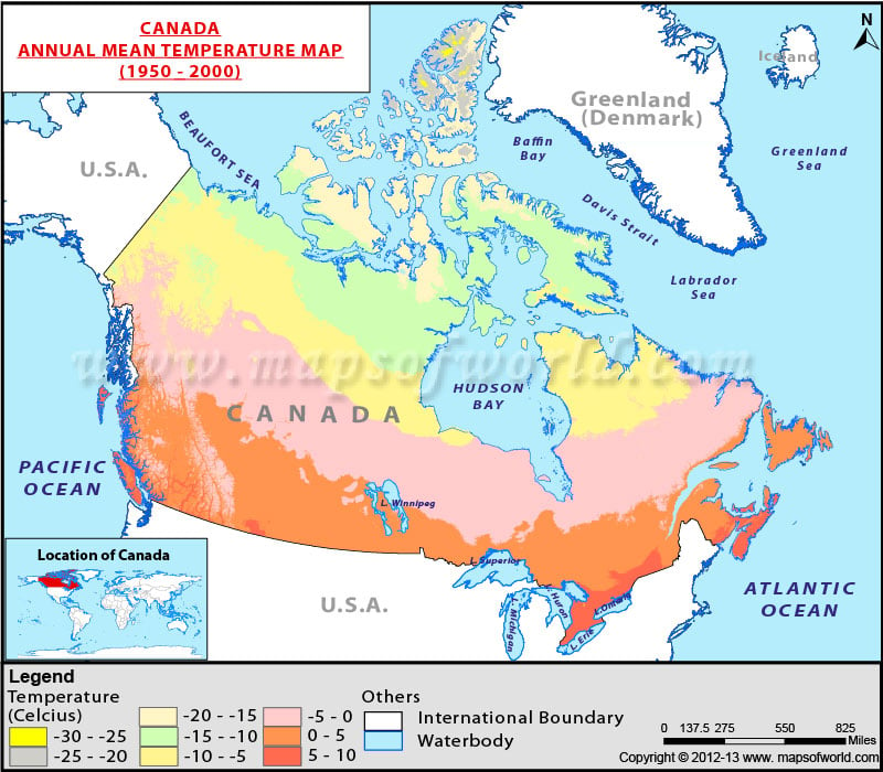 Canada Mean Annual Temperature Map