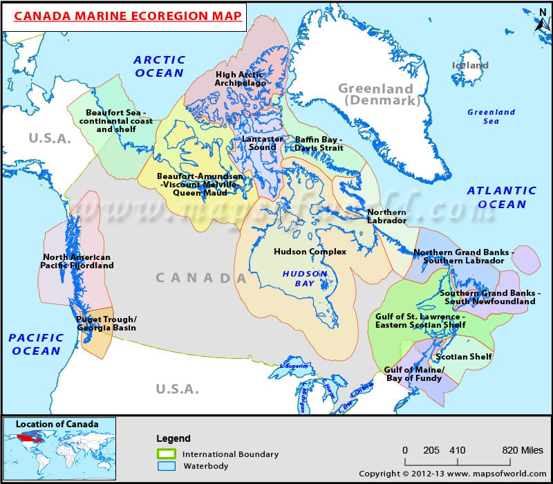 Canada Marine Ecoregions Map