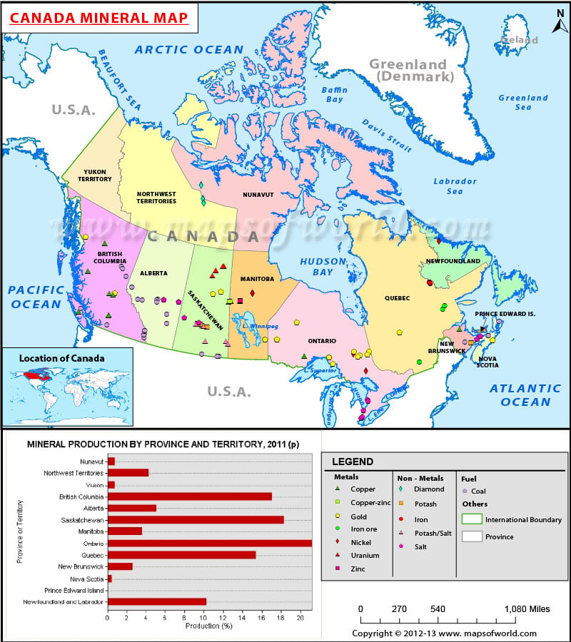 Canada Mineral Deposits Map