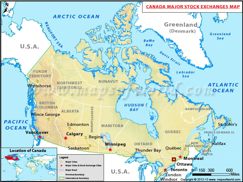 Canada Stock Exchange Map