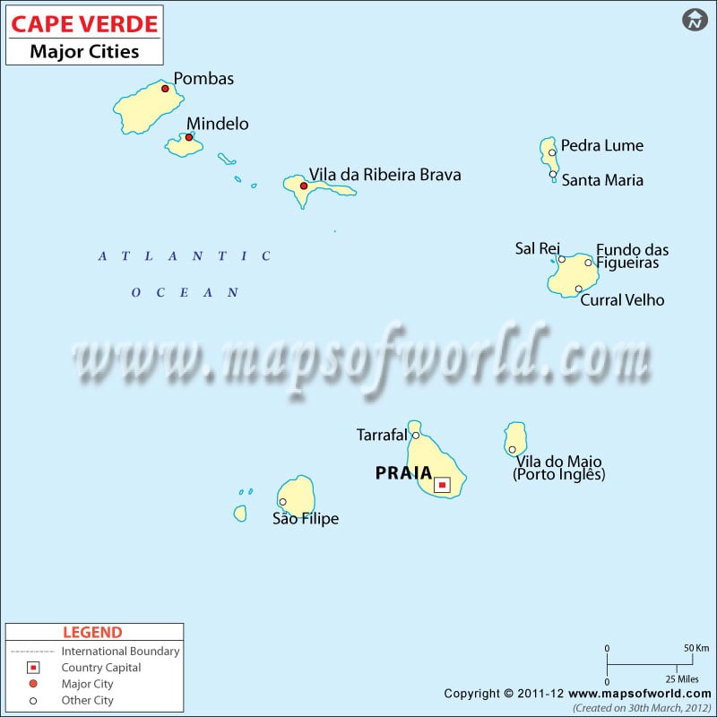 Cape Verde Cities Map