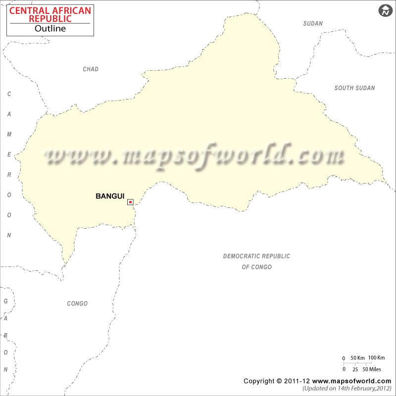 Central African Republic Outline Map